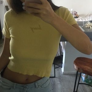 Brandy Melville “Honey” Embroidered Baby Tee